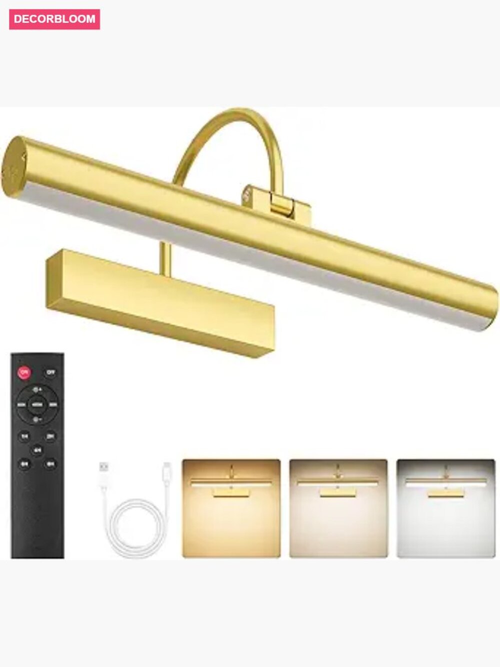 Rechargeable Picture Light with Remote, 3 Color Modes & Timer